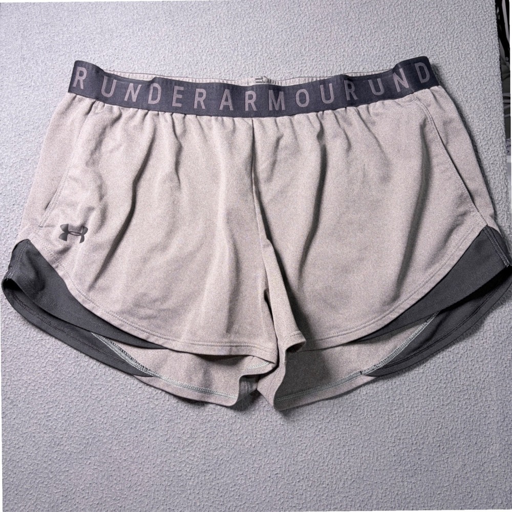 Under Armour Shorts HeatGear Loose Gray Black Logo Waistband XL